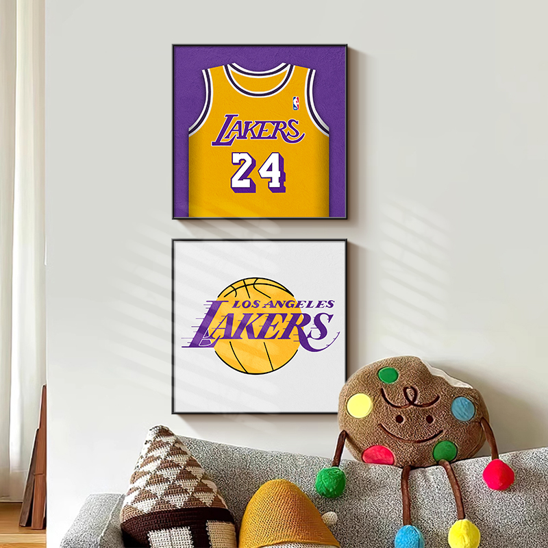 科比球衣装饰画24号篮球运动员客厅沙发背景墙挂画新款创意组合画