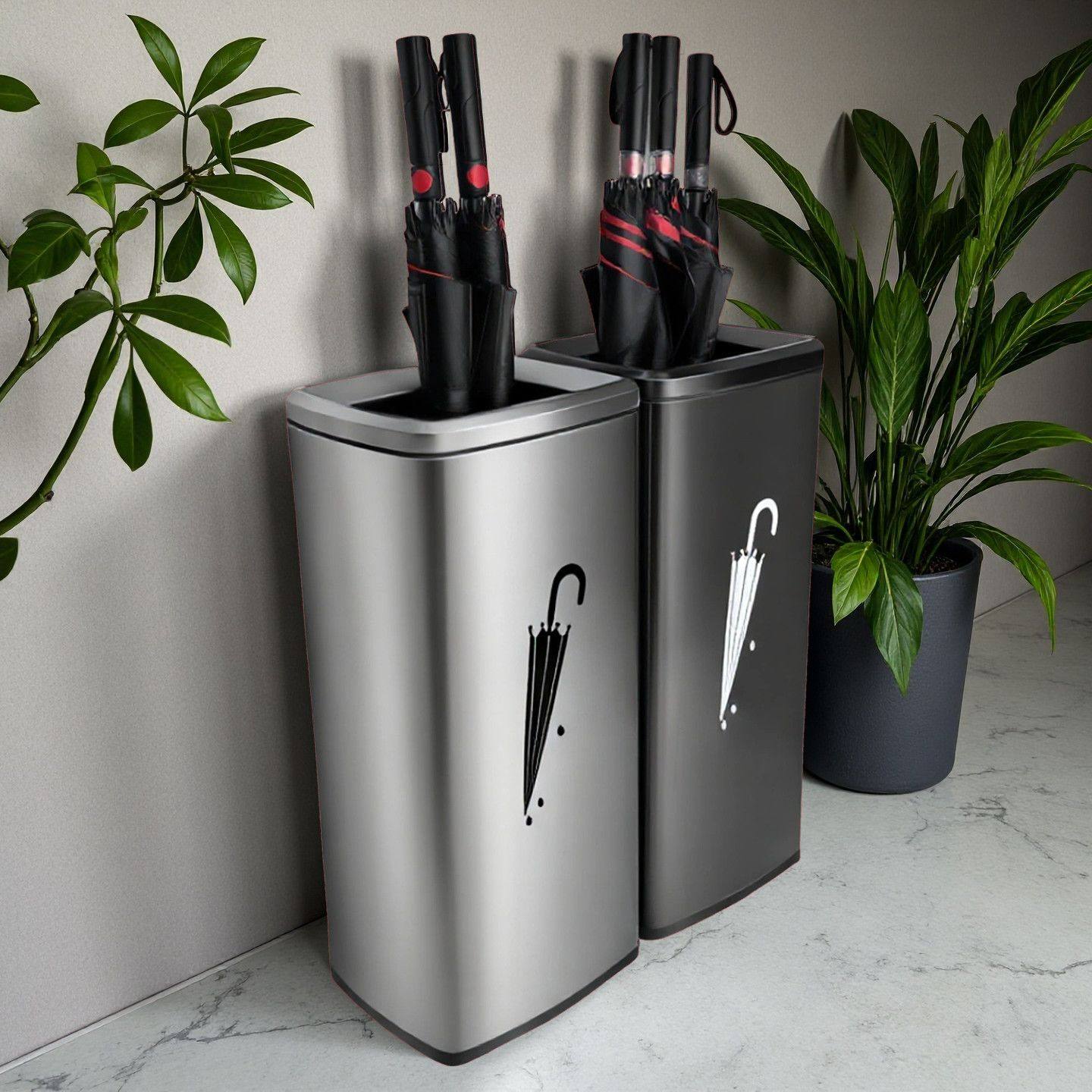 酒店大堂不锈钢雨伞桶商用立式方形门口轻奢置伞收纳架放雨伞筒