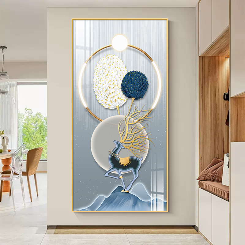 福鹿羽升简约几何玄关装饰画现代轻奢高档走廊过道挂画入户壁画