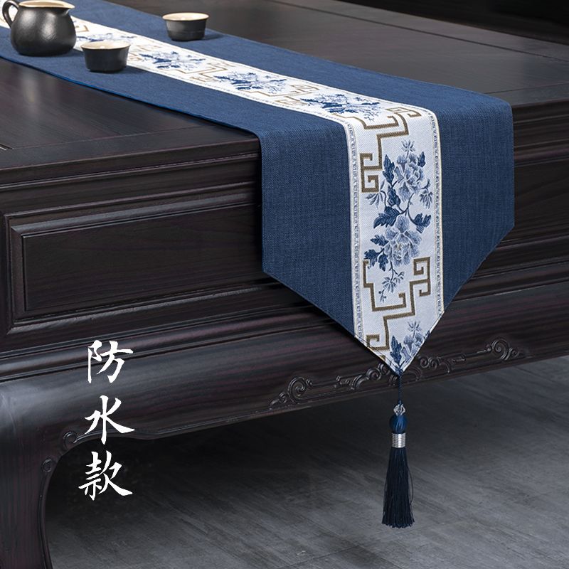 新中式桌旗禅意茶席轻奢高端茶台布艺长条茶几巾茶旗茶桌垫布床旗