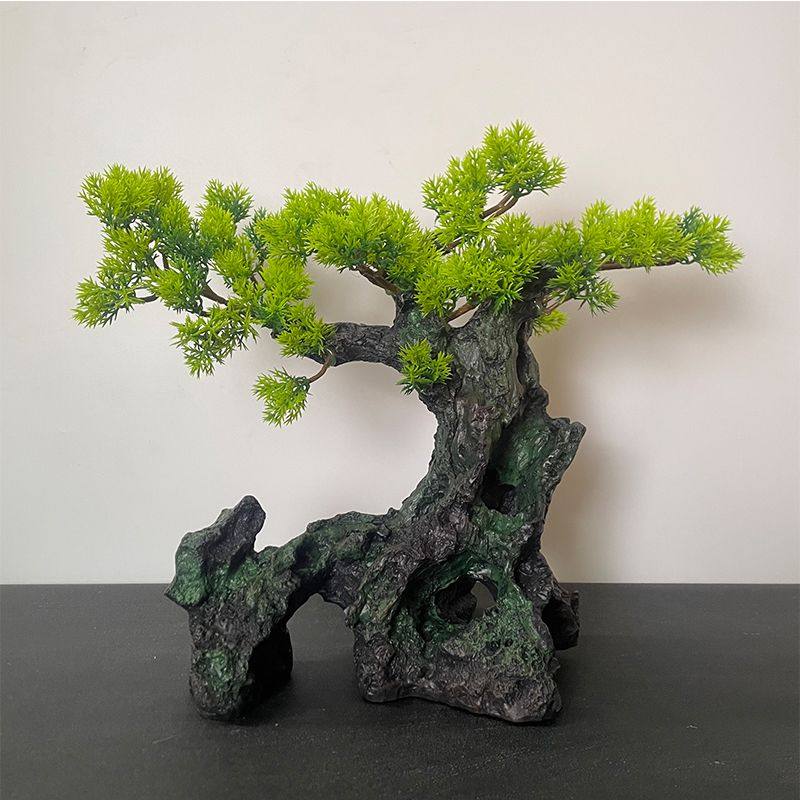 迎客松盆景鱼缸装饰造景仿真布景假山石头山峰躲避洞水族鱼窝装修,商业/办公家具,假山/仿真造景,淘宝优惠券,粉丝福利购,淘宝优惠卷