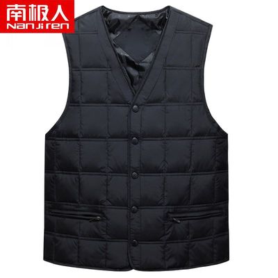 南极人中老年羽绒马甲男保暖大码秋冬内穿轻薄背心爸爸装V领坎肩