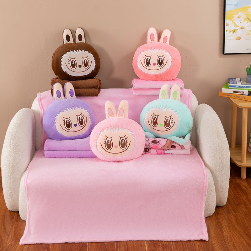 拉布布抱枕被子两用二合一抱枕车载毛毯午睡毯抱枕车用空调被靠枕