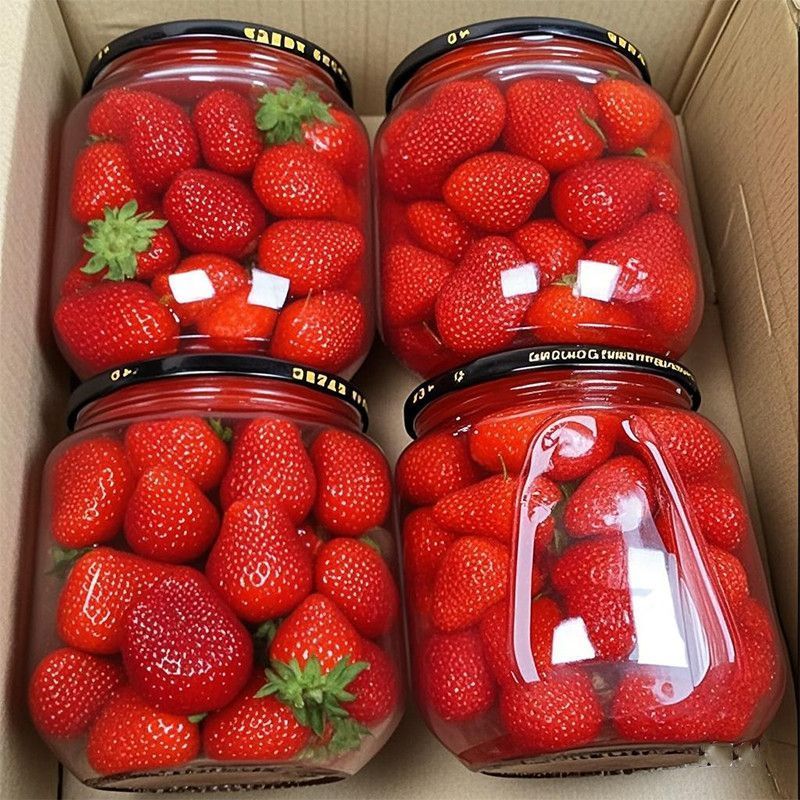 厂家直销】新鲜草莓罐头新鲜草莓罐头大罐特大号老年食品商用整箱