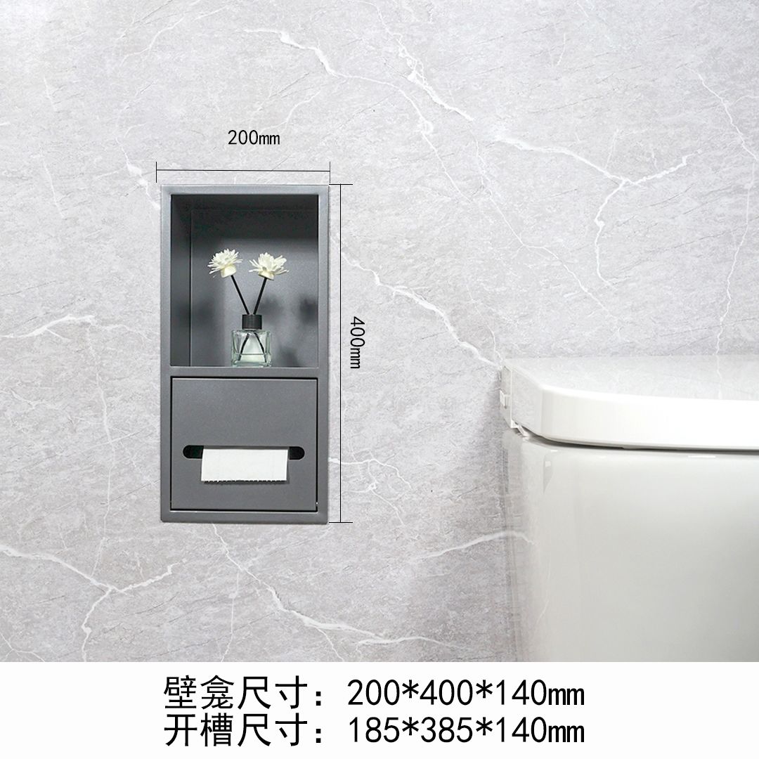 304不锈钢壁龛卫生间一体暗装垃圾桶纸巾盒置物浴室收纳柜嵌入式