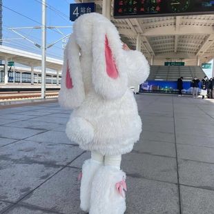 女童爆款毛绒套装冬季新款儿童可爱洋气兔子衣服女孩毛衣宝宝短裤