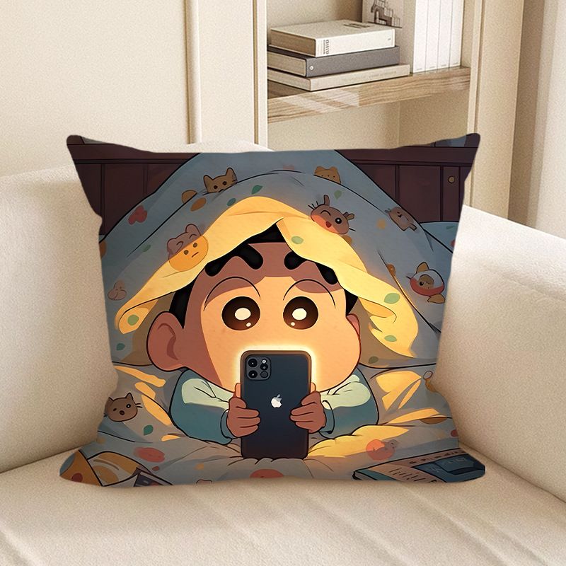 蜡笔小新抱枕方形靠枕可爱少女心枕头房间卧室床头靠垫含芯超软