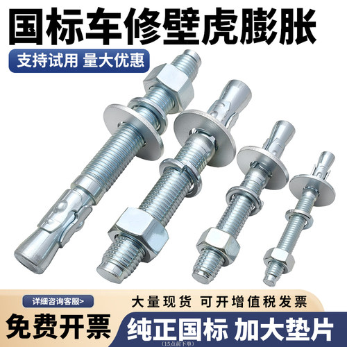 国标车修膨胀螺丝壁虎高强度强力拉爆电梯专用螺栓M6-M24加大垫片