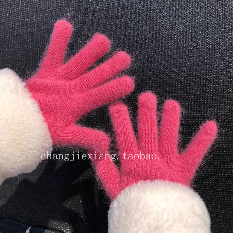 树莓粉ins简约百搭手套女冬天