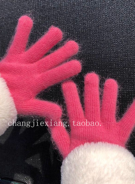 树莓粉ins简约百搭手套女冬天