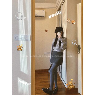 灰色圆领高级感针织开衫女春秋收腰显瘦内搭打底上衣短款毛衣外套