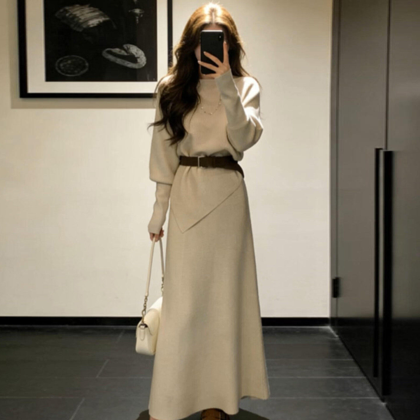 巨好看法式毛衣针织连衣裙子女春季2026新款修身显瘦气质套装长裙