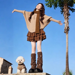 小个子千金风气质穿搭针织套装连衣裙子女2026年春季漂亮蛋糕短裙