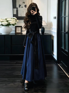 法式气质赫本风套装连衣裙子女春季2026新款巨好看的修身显瘦长裙