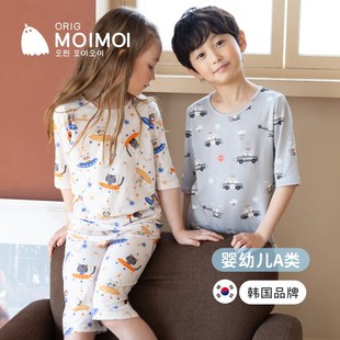 卡通套装 睡衣宝宝空调服薄款 家居服男孩女孩中袖 moimoi儿童7分袖