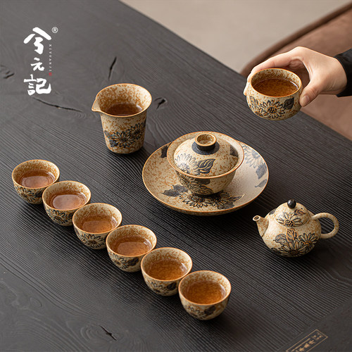 大师款手绘青花火石红茶壶功夫茶具套装轻奢高档盖碗茶杯礼品礼盒