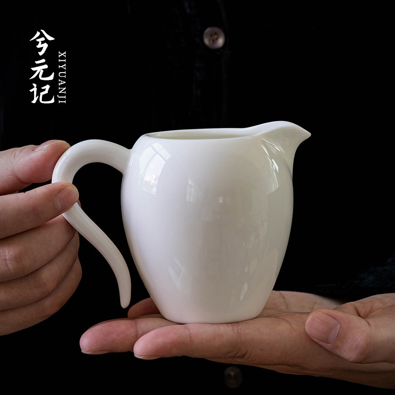 羊脂玉瓷美人公道杯陶瓷茶海公杯德化白瓷功夫茶具匀杯过滤分茶器