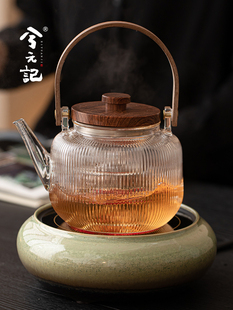 兮元记复古电陶炉煮茶壶围炉煮茶器耐高温玻璃烧水壶泡茶壶养生壶