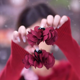 新年红色花朵盘发小抓夹发卡头饰女2026新款后脑勺头发夹子发夹