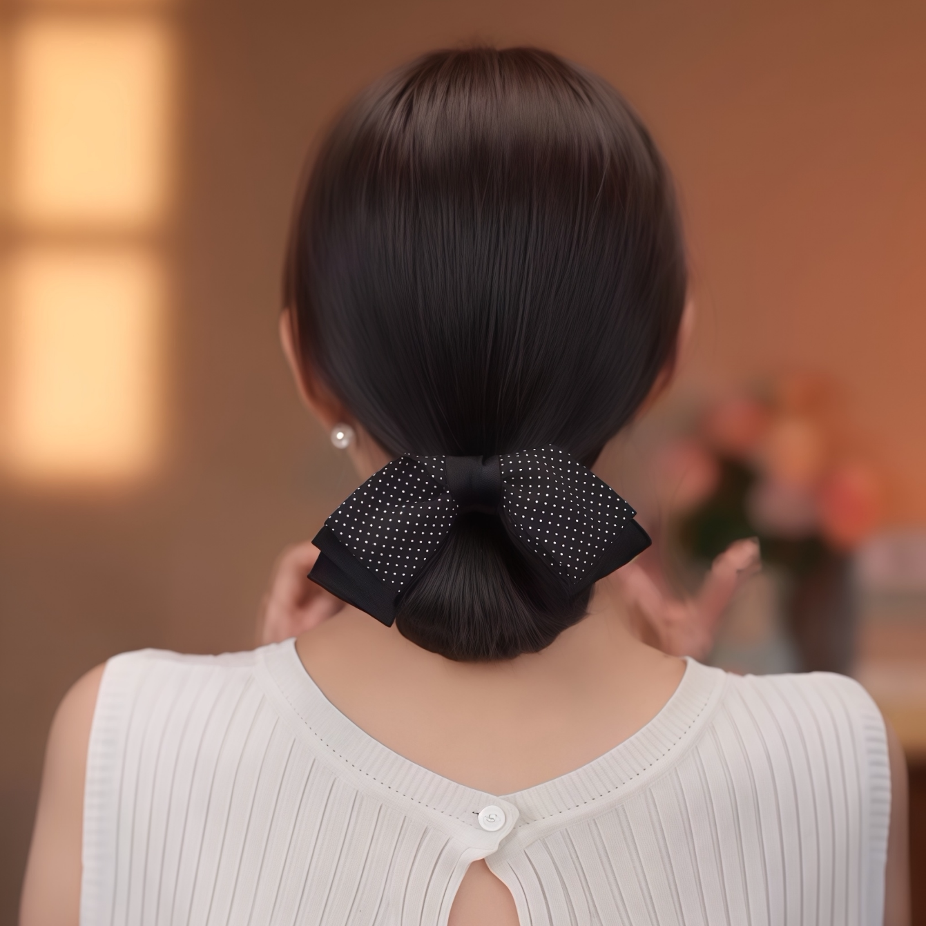 蝴蝶结发夹女低丸子头弹簧夹