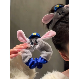 疯狂动物城毛绒发饰尼克狐尼克朱迪大肠发圈发夹女超萌可爱刘海夹