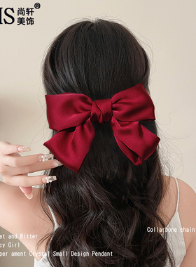 新年红色大蝴蝶结发夹网红2023年新款发卡后脑勺夹子头饰跨年发饰