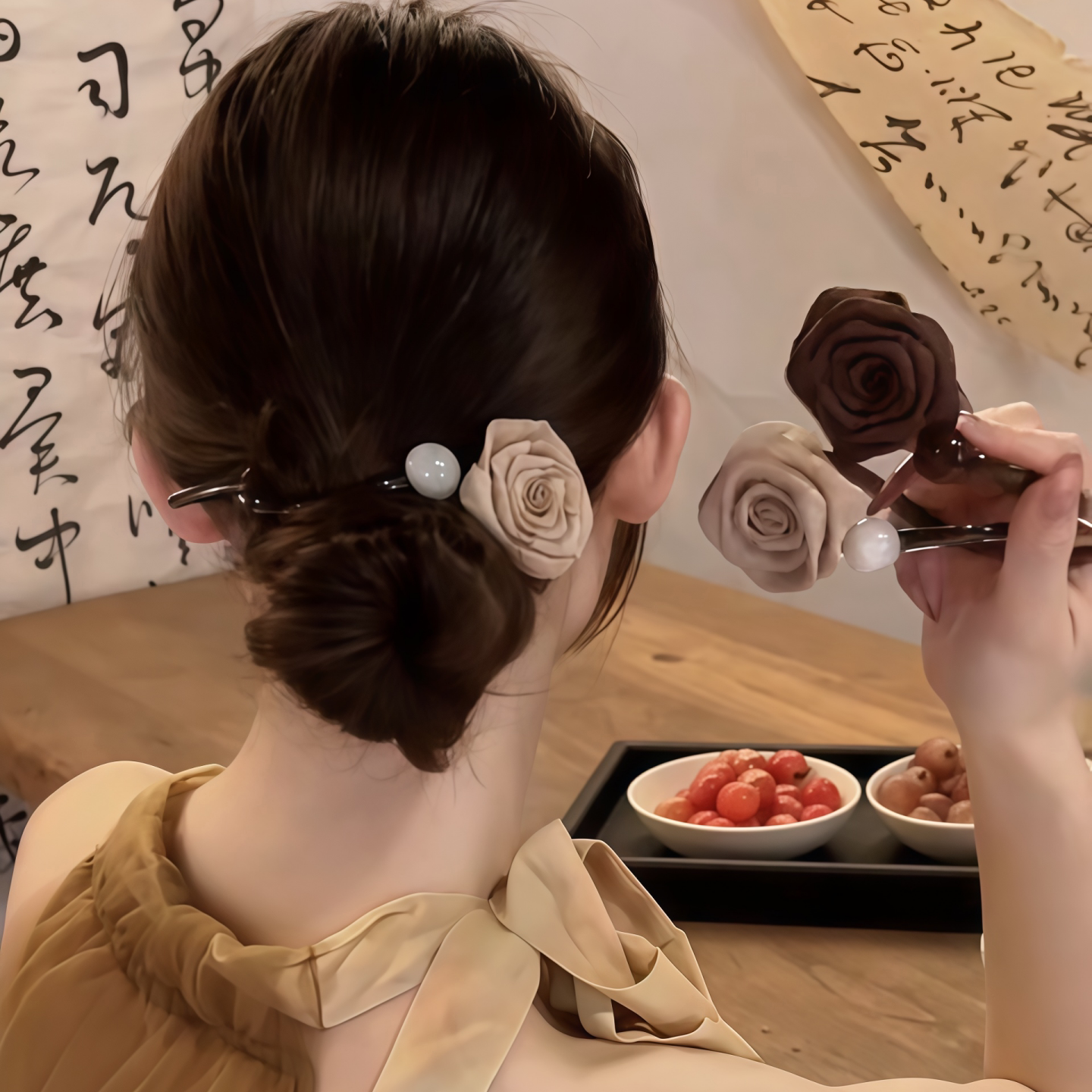 花朵扭扭夹女一字夹半扎发夹