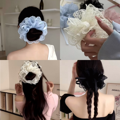 蝴蝶结头饰女头蕾丝大肠发圈