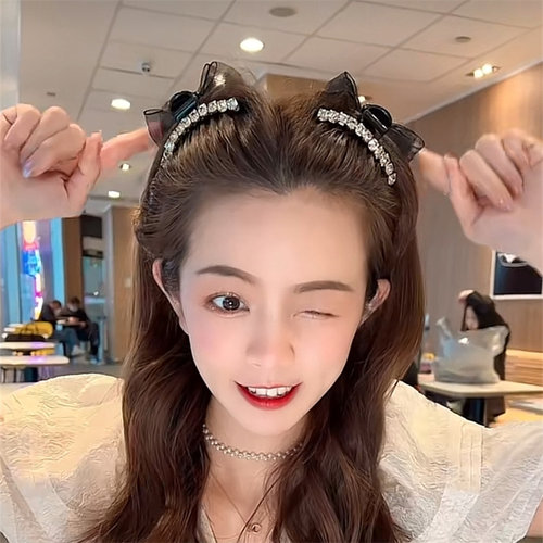 蝴蝶结水钻抓夹女发夹后脑勺