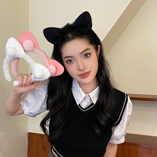 猫耳朵毛绒发箍女洗脸发卡头饰