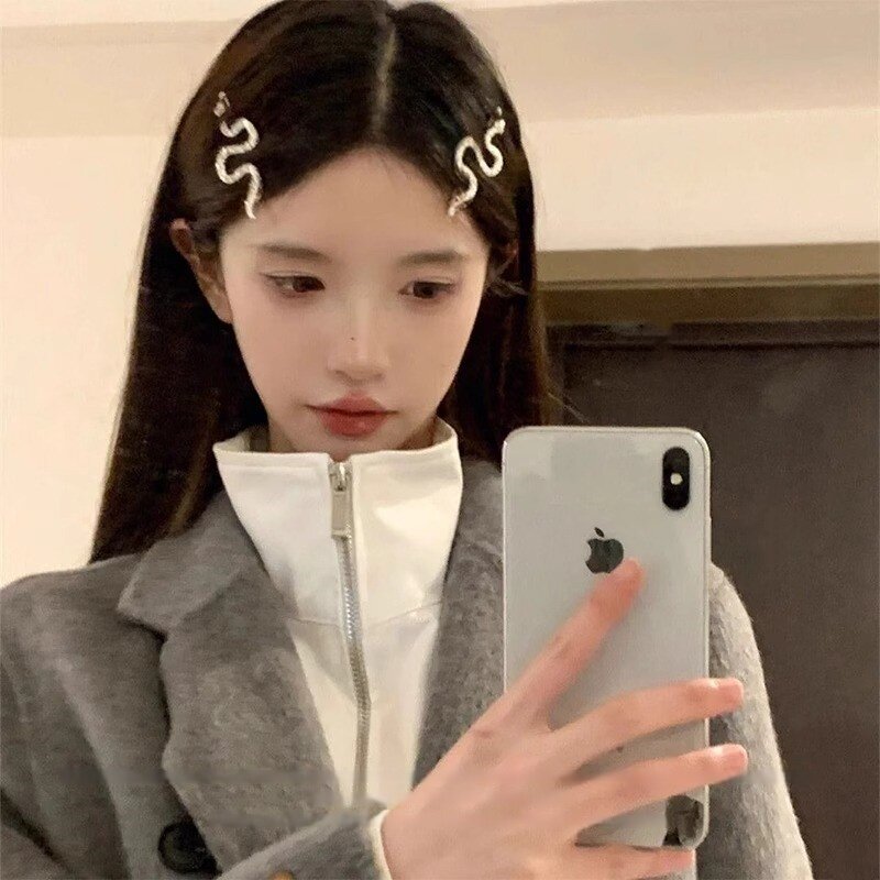 优雅灵蛇!轻奢水钻金蛇发夹!时尚刘海夹百搭碎发夹盘发器头饰女