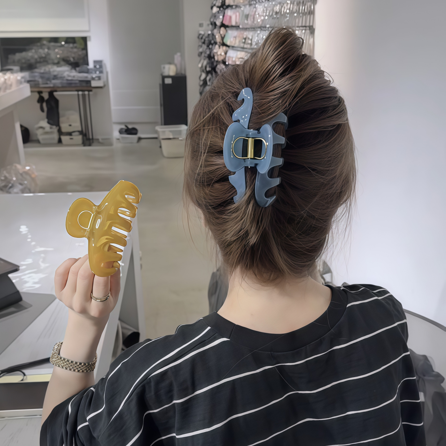 抓夹女鲨鱼夹后脑勺盘发夹子头饰