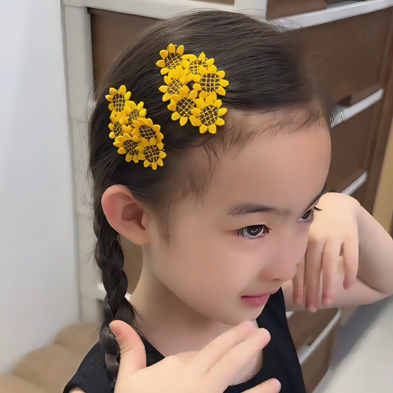 可爱黄色太阳花发夹女儿童向日葵花朵小夹子不伤发刘海碎发边夹