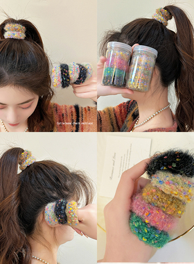 2023新款头饰秋冬毛线高马尾发绳高弹力耐用橡皮筋扎头发圈头绳女