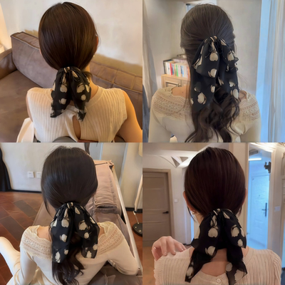 蝴蝶结飘带抓夹女丸子头盘发发夹