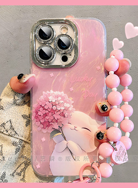 温柔治愈唯美梦幻可爱猫咪捧花适用iPhone17ProMax手机壳苹果16pro镜头全包14巨好看ip15少女心防摔13保护套z