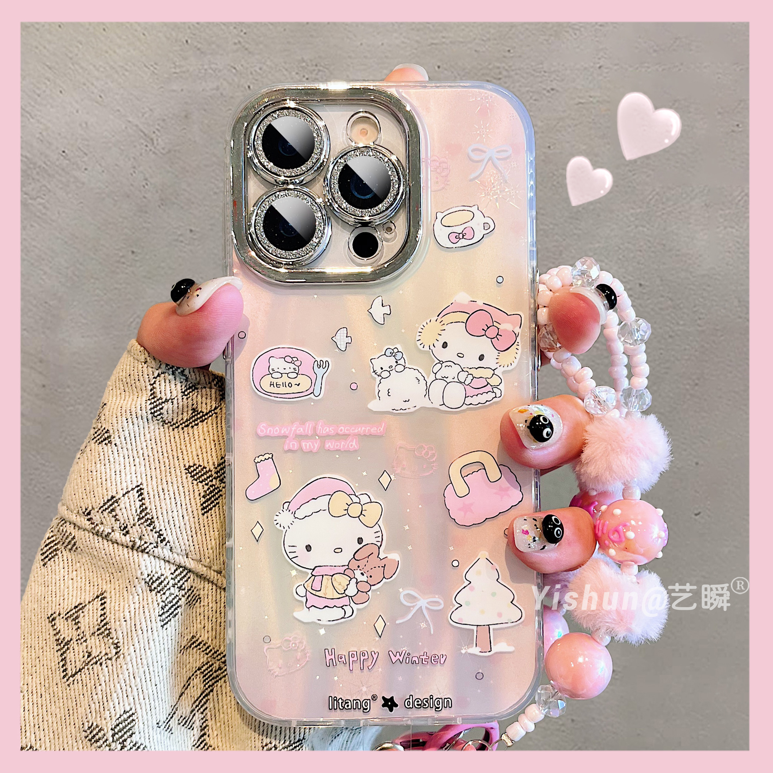 冬日卡通少女心可爱米菲兔kt猫适用iPhone17ProMax手机壳苹果16pro新款15全包镜头13趣味呆萌14女款Air保护套