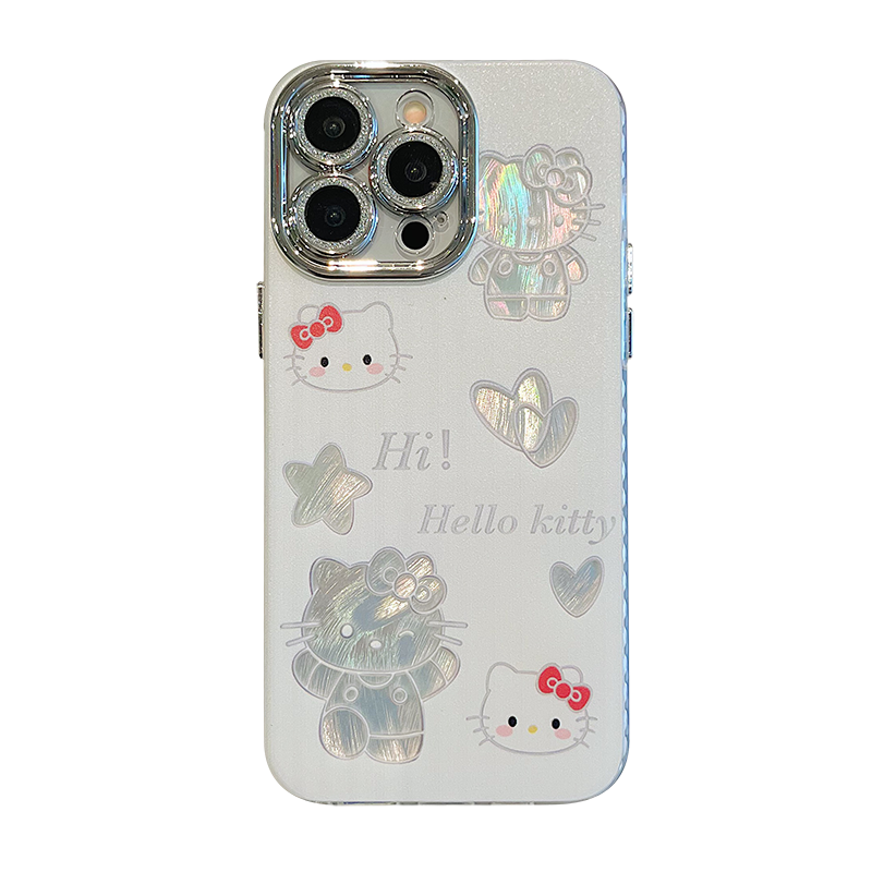 适用苹果16ProMax手机壳iPhone17少女心ins羽纱镂空KT猫15日韩新款14超火爆款13pro自带全包镜头膜