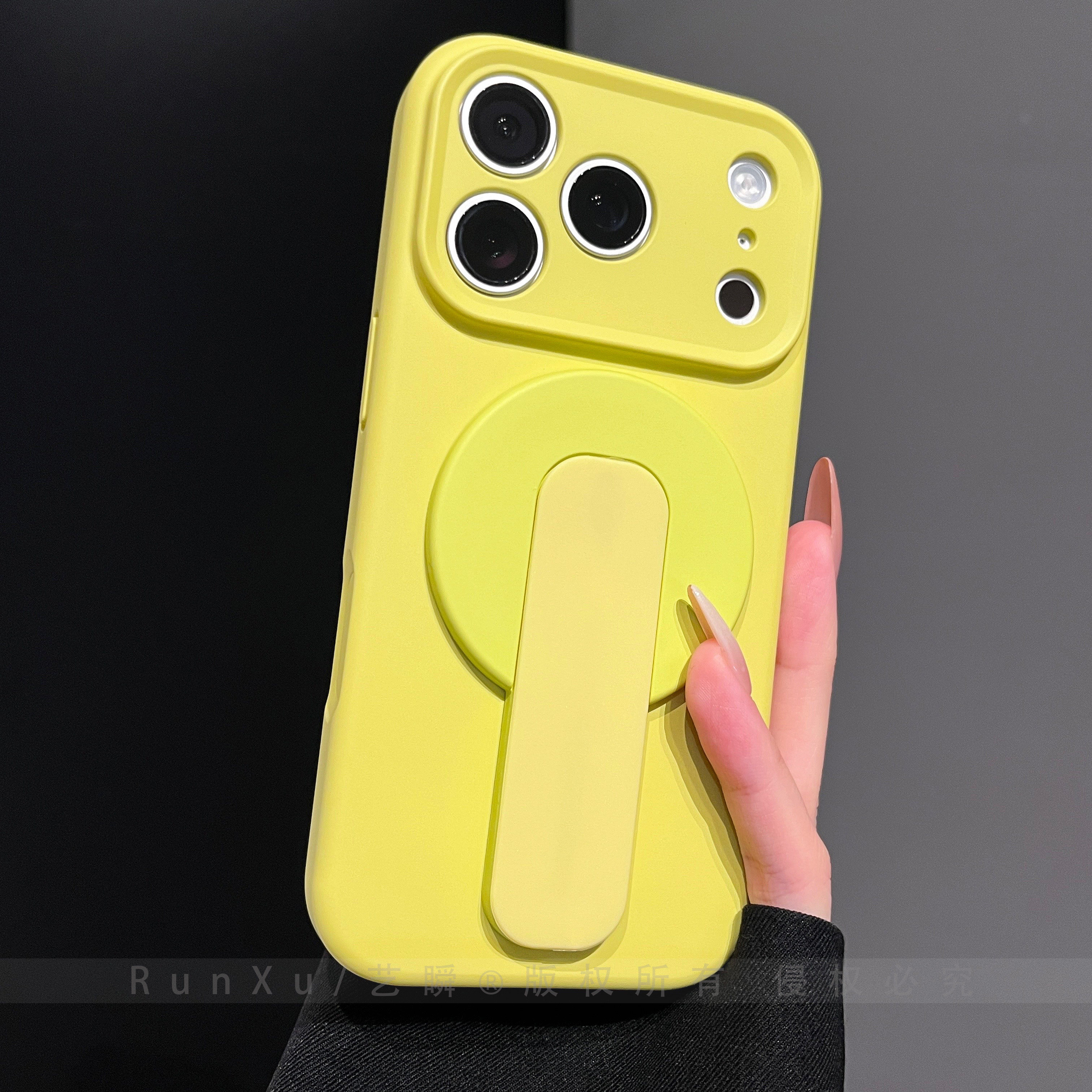 梨黄色肤感硅胶精孔适用苹果17ProMax手机壳pro新款iphone16磁吸隐形指环支架ip15pm情侣女款14防摔13保护套