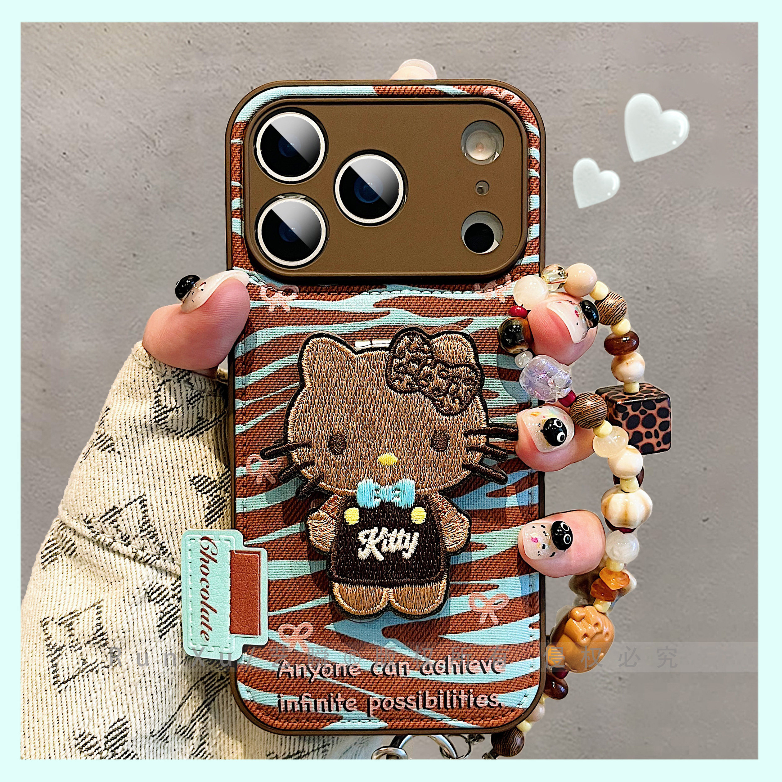 潮酷复古条纹黑皮豹纹kt猫适用iPhone17ProMax手机壳苹果16pro新款13全包镜头15皮质创意ip14防摔17pm保护套