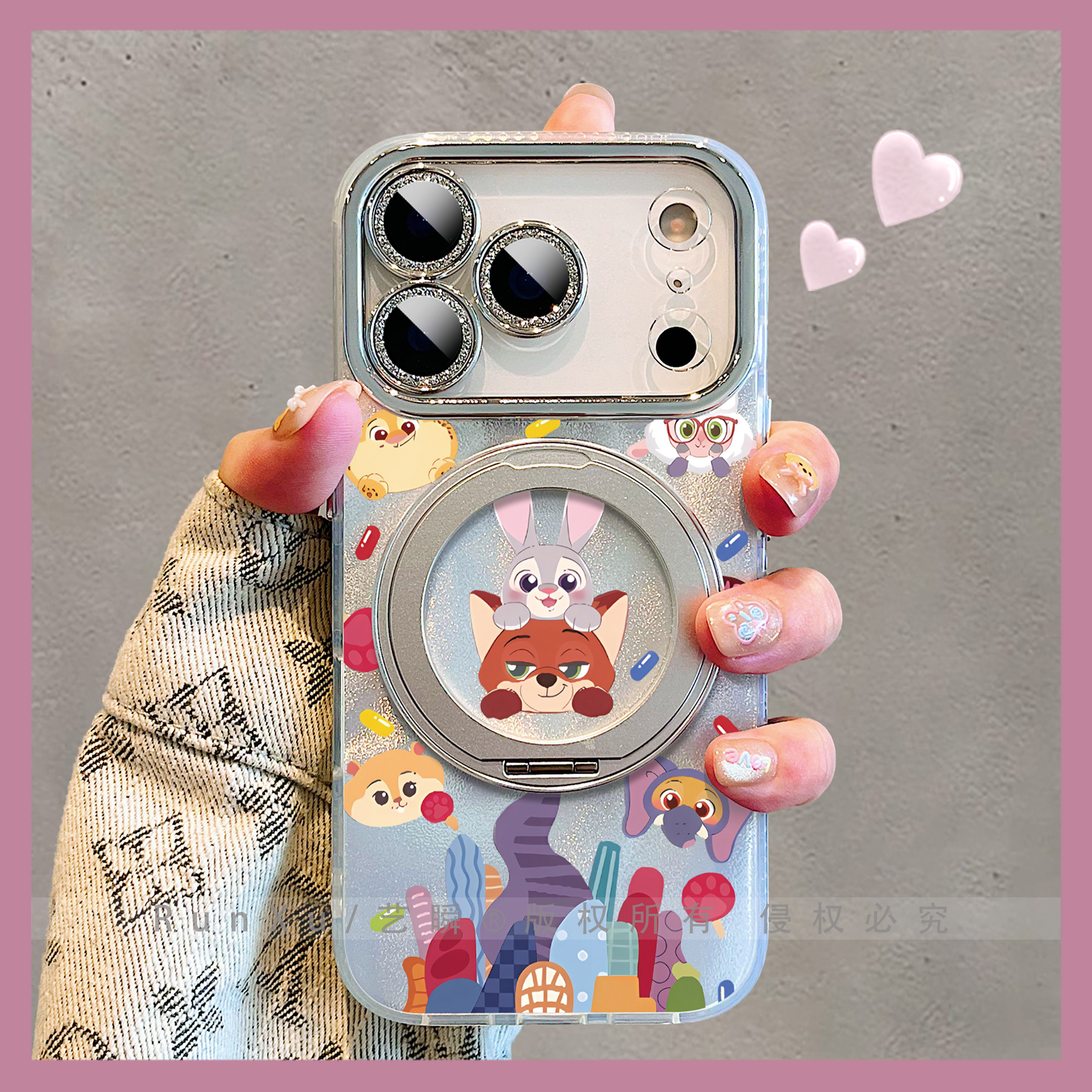 下一站!·疯狂动物城适用苹果17promax手机壳Air旋转支架16pro磁吸支点壳iPhone14新款卡通动漫15pro女保护套
