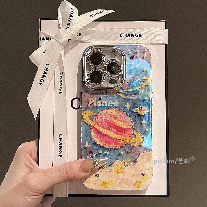 高级感蓝光油画夜空苹果手机壳