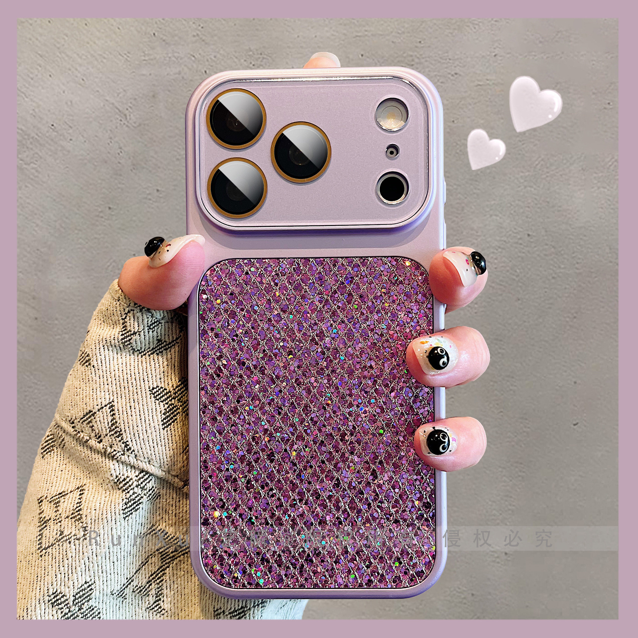 小众ins轻奢闪粉亮片优雅紫适用iPhone17ProMax手机壳苹果16pro秒变大视窗13自带镜头膜ip15pro时尚14保护套,3C数码配件,手机保护套/壳,淘宝优惠券,粉丝福利购,淘宝优惠卷
