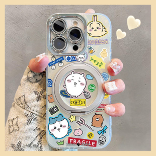 吉伊卡哇小标签适用苹果16promax手机壳360度旋转支架17pro磁吸支点壳iPhone14plus镜头全包13pm女款16保护套