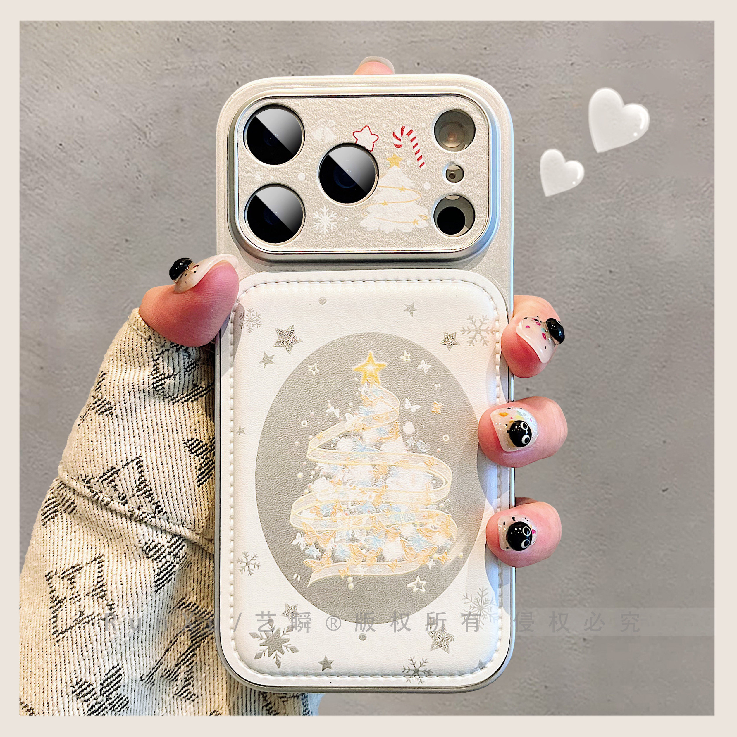 唯美治愈亮晶晶彩带圣诞树适用苹果17ProMax手机壳17pro精孔全包iPhone16pro新款秒变17大视窗14电镀15保护套