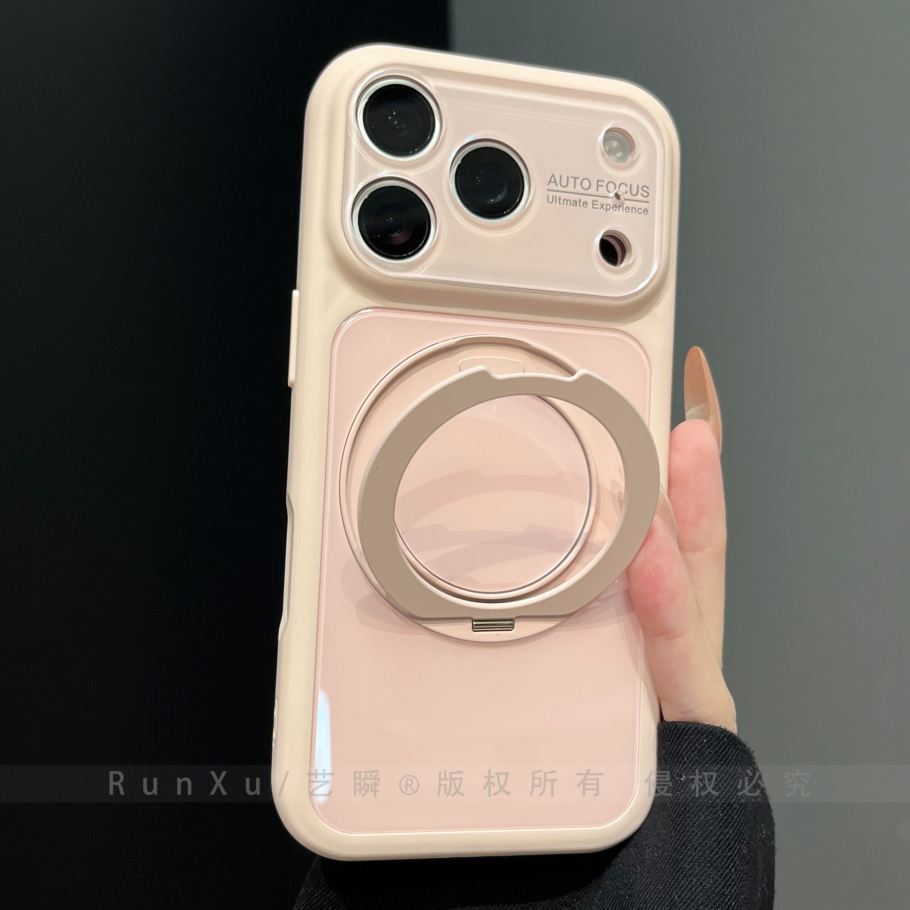 亮面光泽防爆钢化玻璃支点壳适用苹果17ProMax手机壳新款iPhone16pro旋转360°支架15pm女款17防摔全包保护套