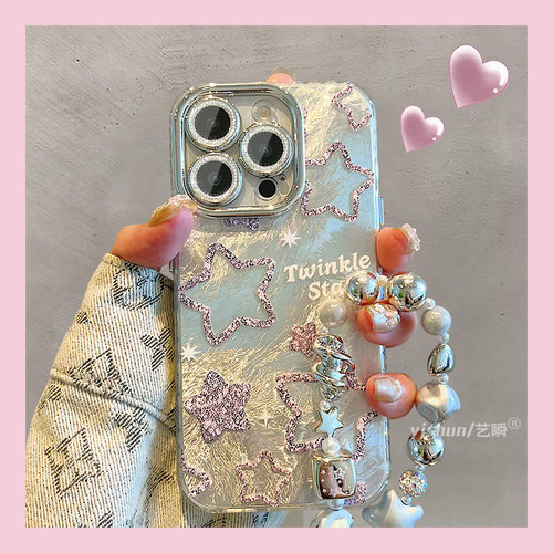适用苹果16ProMax手机壳新款iPhone17Pro渐变锡纸纹星星15高级感小众14pm女新款12镜头全包13plus创意保护套