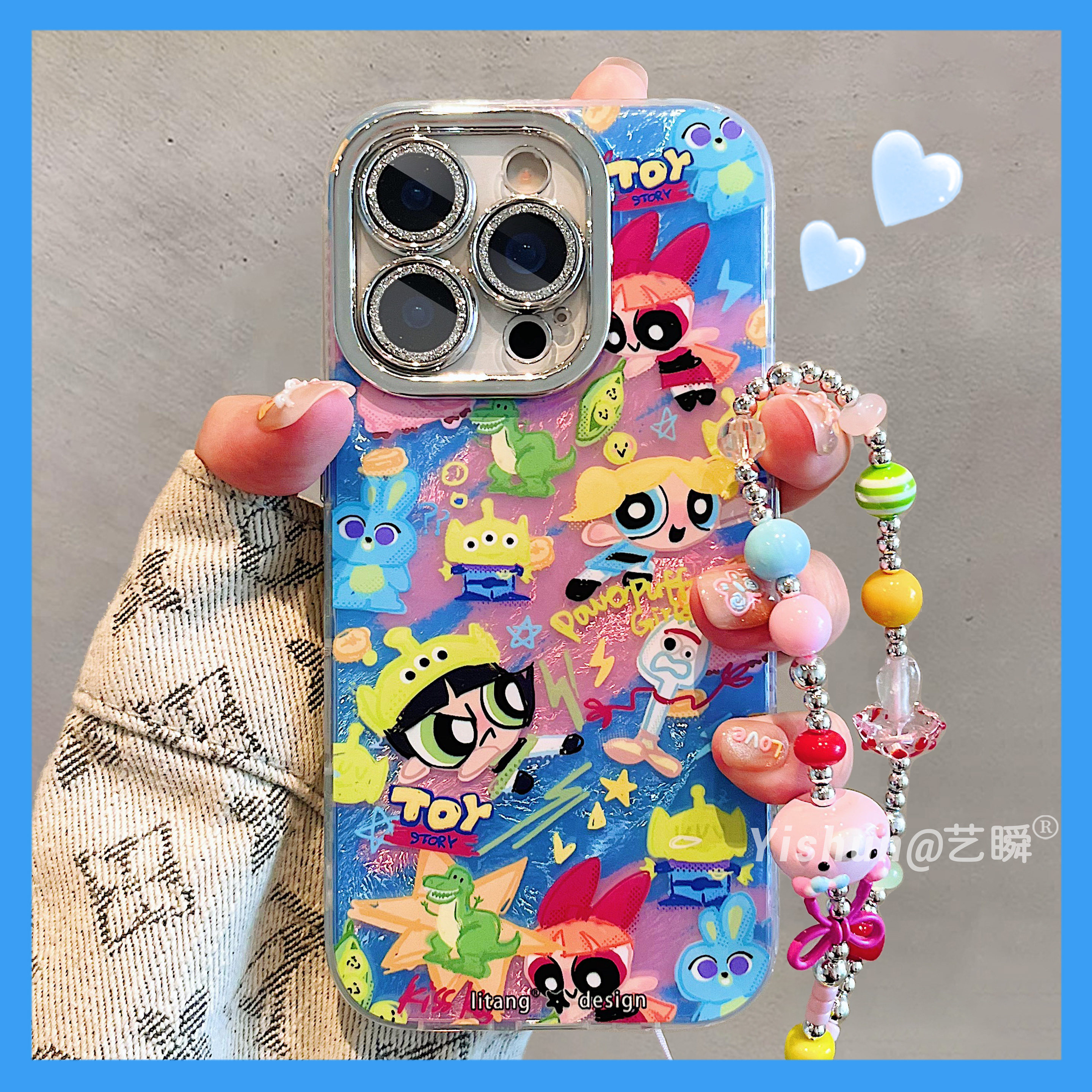 多巴胺涂鸦飞天小女警适用iPhone16ProMax手机壳苹果17pro少女心15pm闪粉全包镜头13新款14pro硅胶ip12保护套