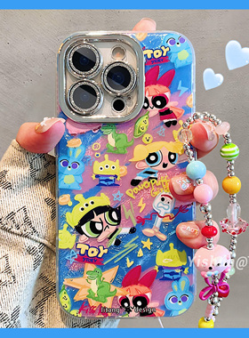 多巴胺涂鸦飞天小女警适用iPhone16ProMax手机壳苹果17pro少女心15pm闪粉全包镜头13新款14pro硅胶ip12保护套