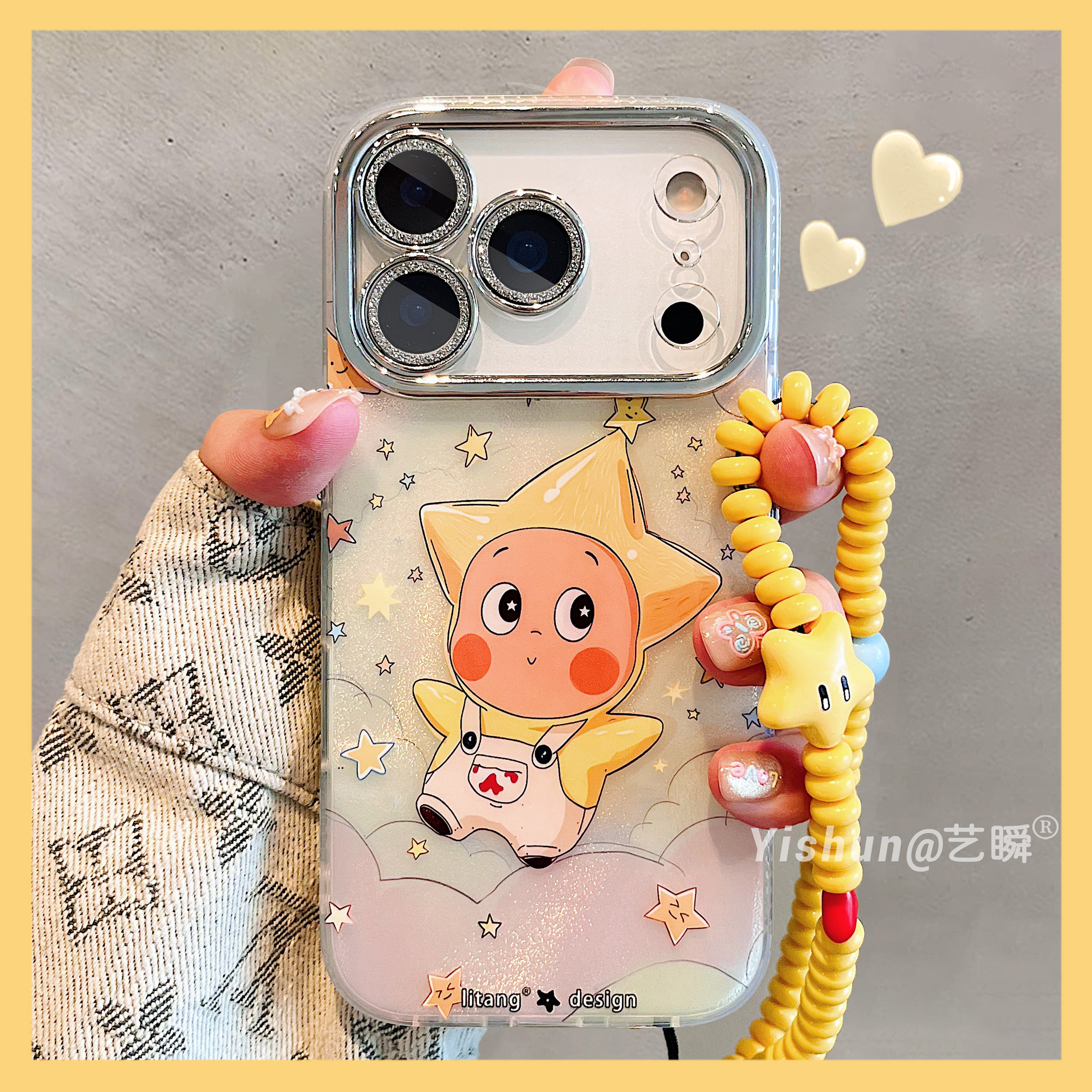 呆萌可爱背带裤星星人适用iPhone17ProMax手机壳苹果1
